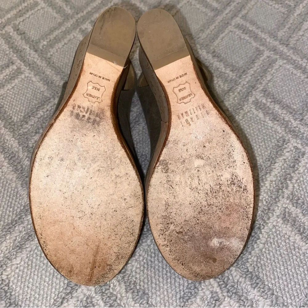 Stuart Weitzman platform stretch wedge sandal olive green size 8.5